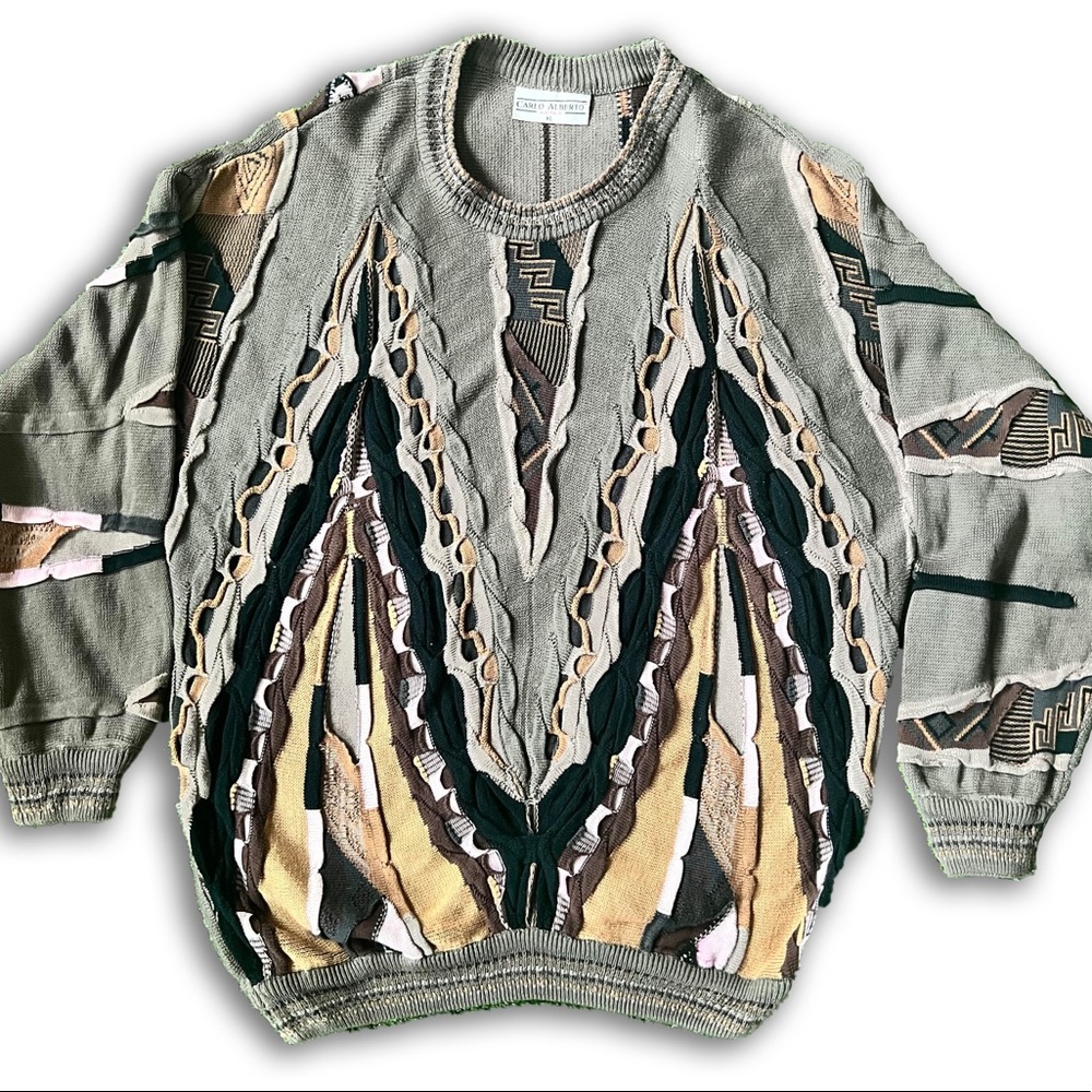 Vintage Carlo Alberto Sweater Large Coogi MultiColor 80s 90s Rare
